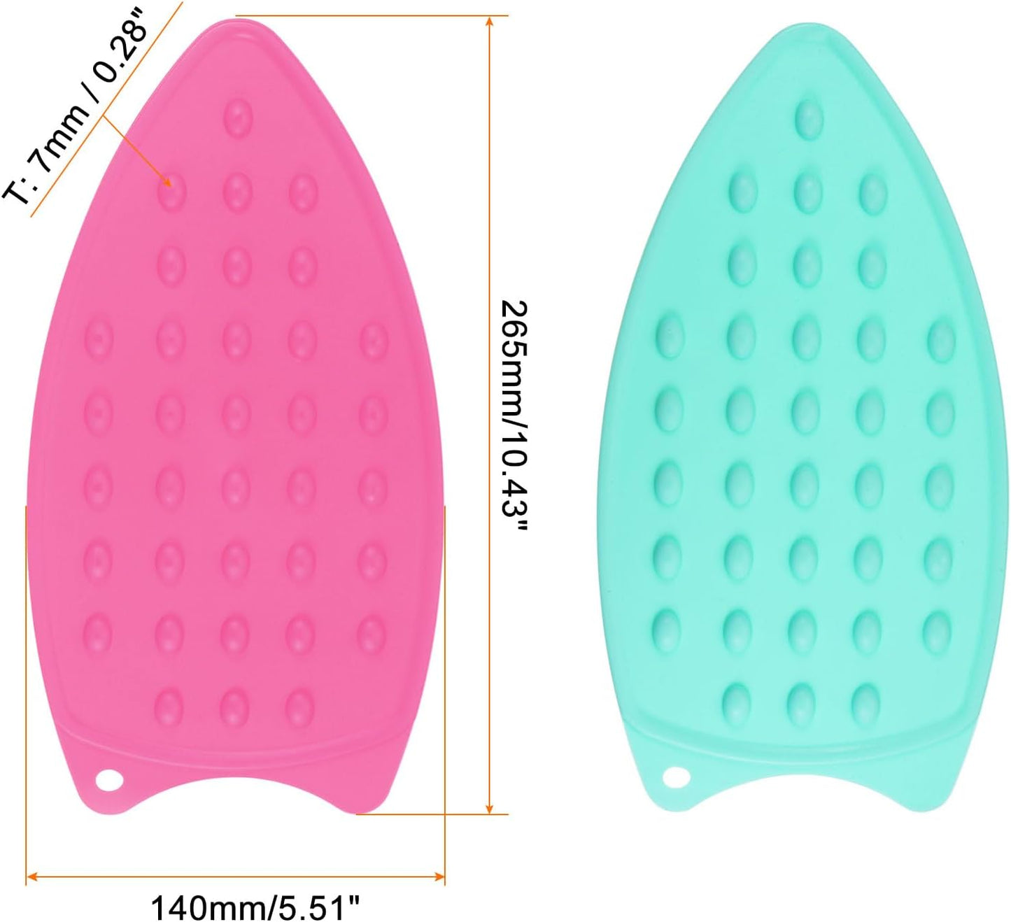 HARFINGTON 2pcs Silicone Iron Rest Pad, Multipurpose Iron Hot Resistant Mat Iron Rest Plate for Ironing Board Hot Heat Resistant Steam Compact Mat, Fuchsia/Turquoise