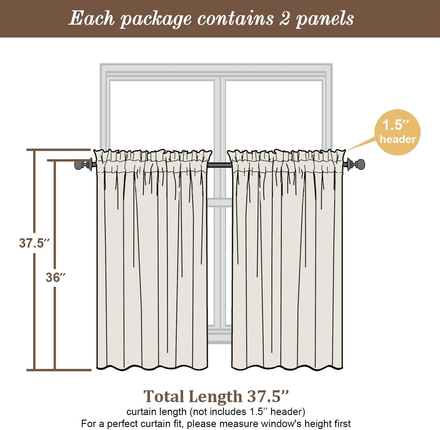 Chyhomenyc Light Green Sheer Curtains 36 inch Length 2 Panels Set, Light Filtering Voile Short Window Curtians for Bathroom Living Room Farmhouse Small Windows, Each 42Wx36L in, 2PCS
