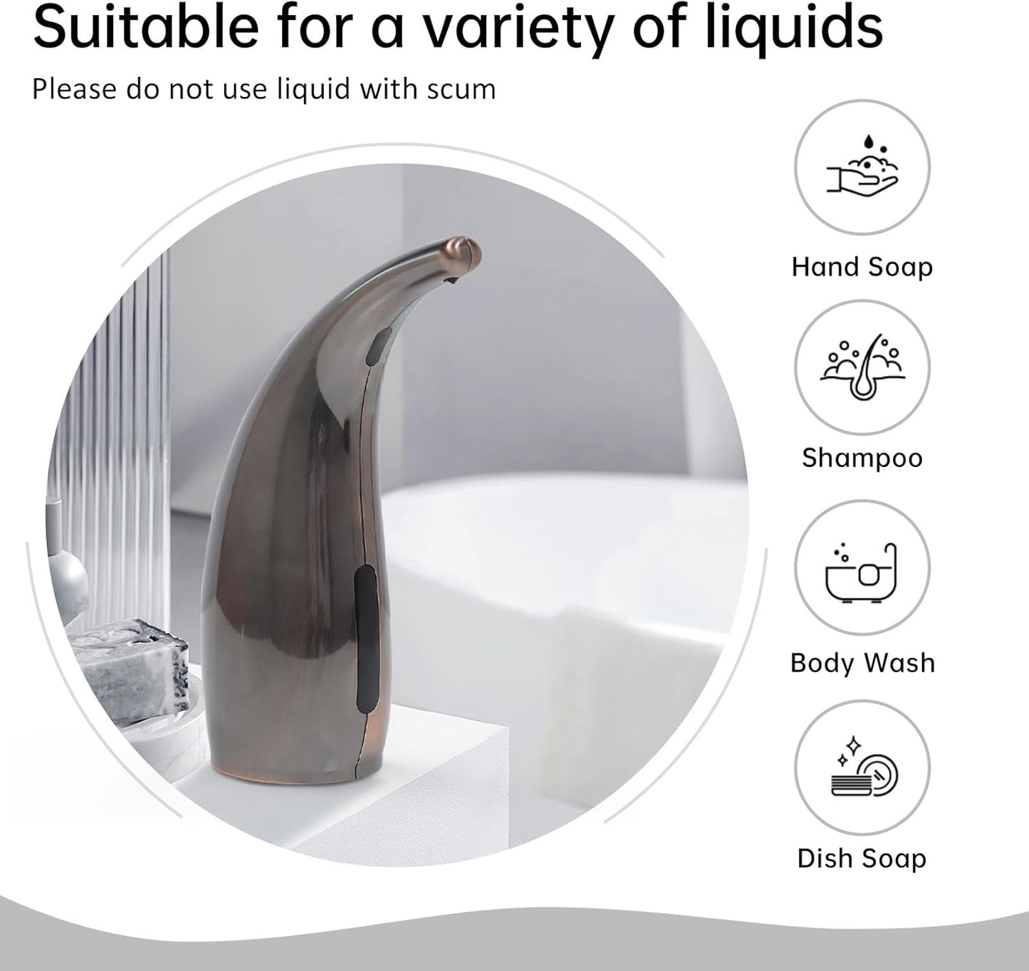 Automatic Liquid Soap Dispenser,300ML Touchless 4 Gear Adjustable, Countertop Electric Battery Operated Hand Soap Dispenser with Sensor for Bathroom,Kitchen,Office（Red Copper）