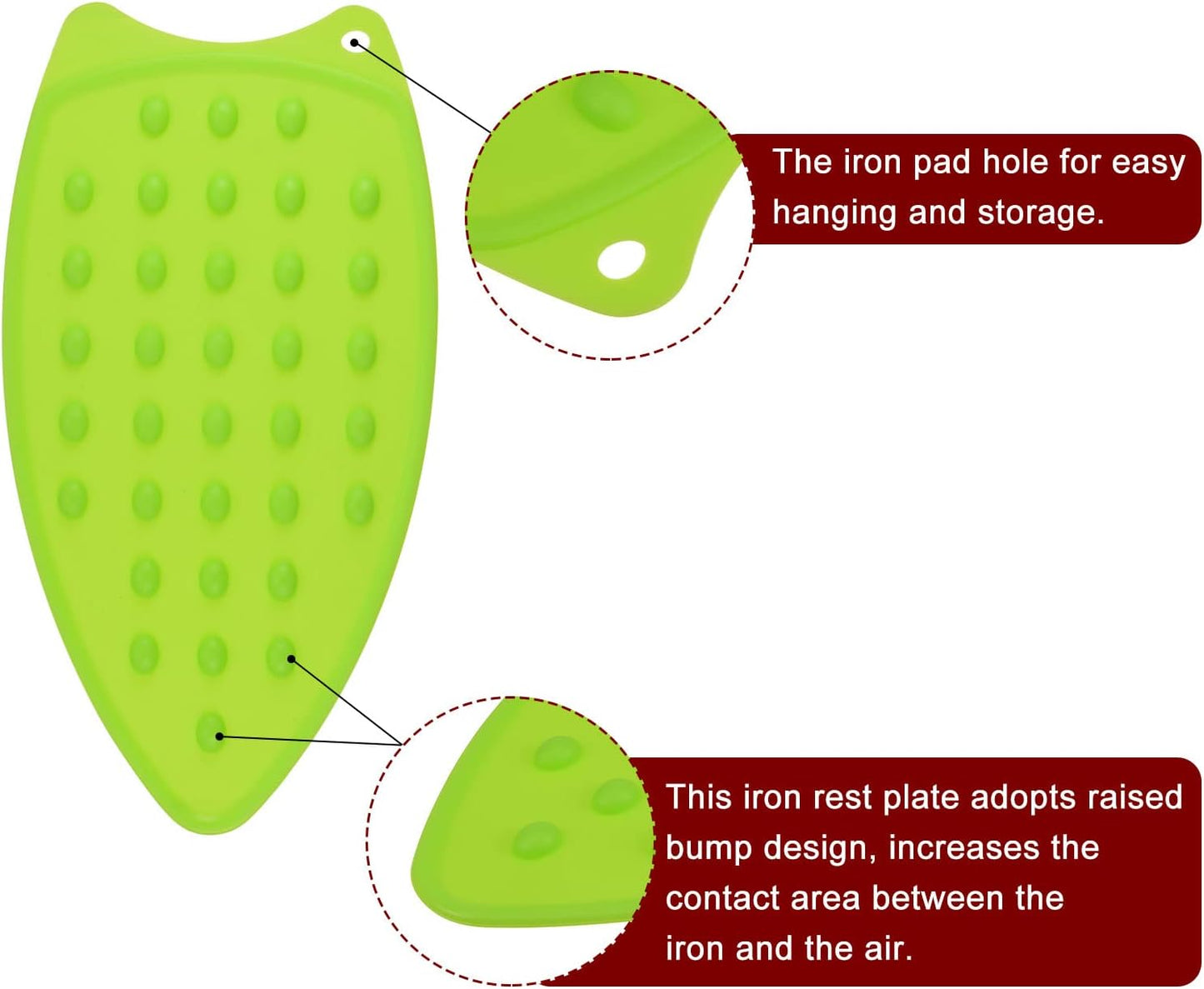 HARFINGTON Silicone Iron Rest Pad, Multipurpose Iron Hot Resistant Mat Iron Rest Plate for Ironing Board Hot Heat Resistant Steam Compact Mat, Green
