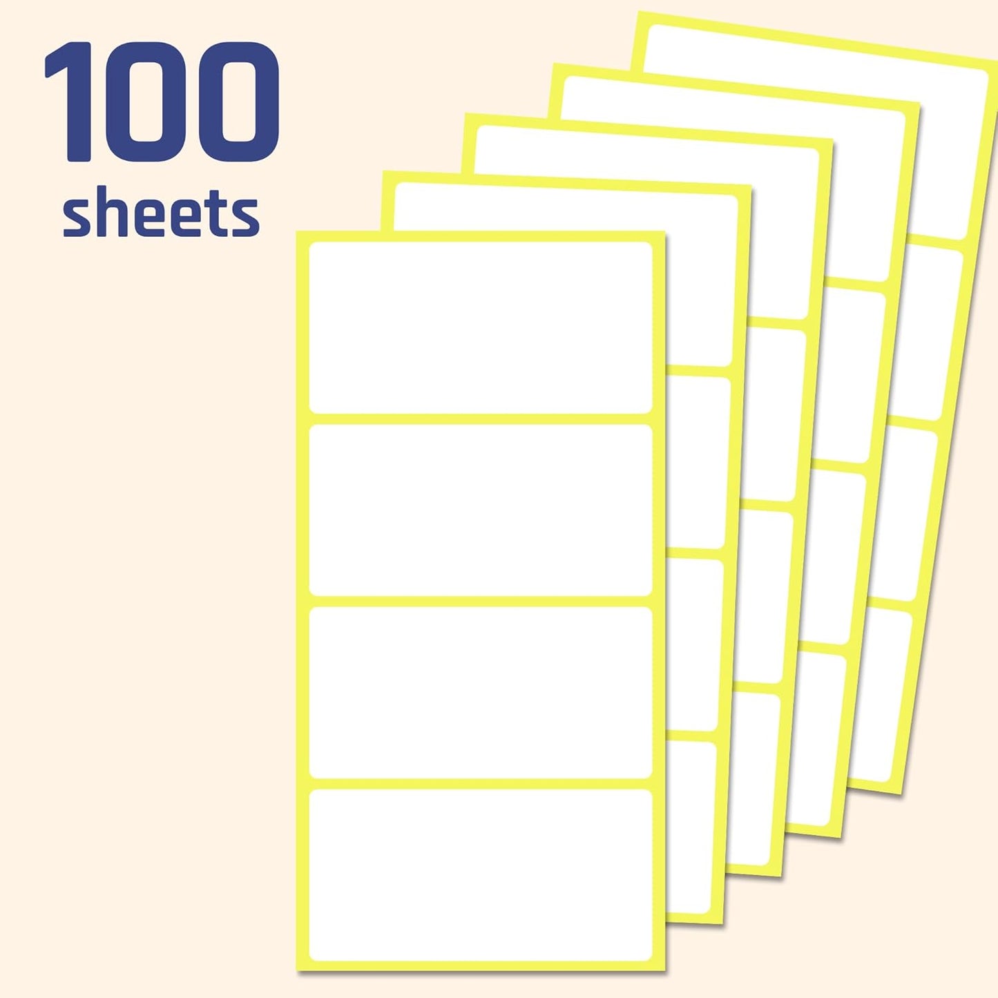 400 Pieces, 4" x 2" - Labels Stickers for Storage Bins, Organizing, Box Labels to Write On - White