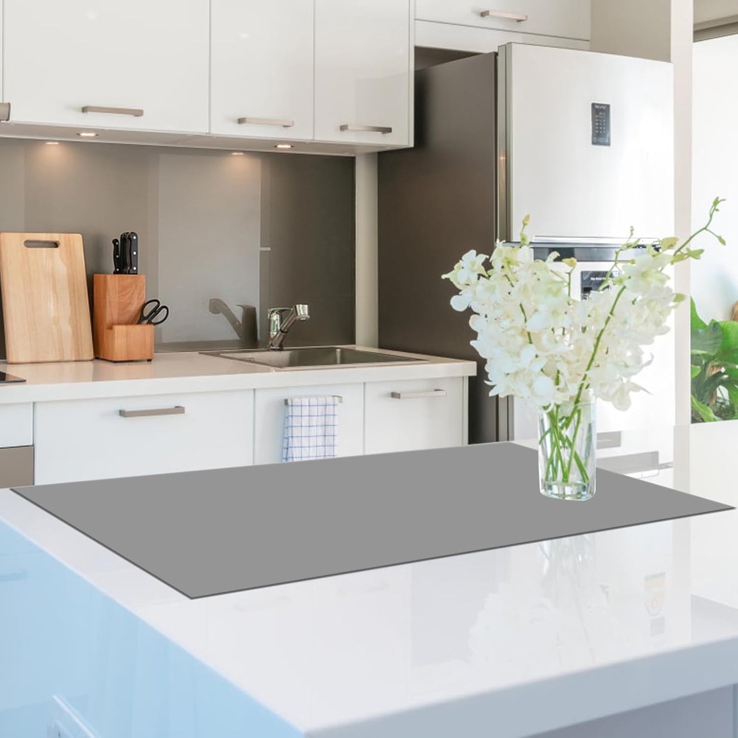 Food Grade Silicone Table Protector Mat 47x24 Inch, Heat Resistant Desk Pad for Baking/Painting/Resin/Welding, Non-Slip Waterproof Surface Easy Clean (3 Colors) (Gray)