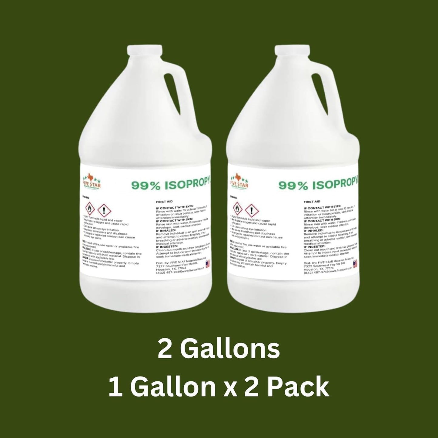 99% Pure Isopropyl Alcohol, 99 Percent IPA 1 Gallon, USP Grade, Made in The USA (2 Gallons / 256 oz)
