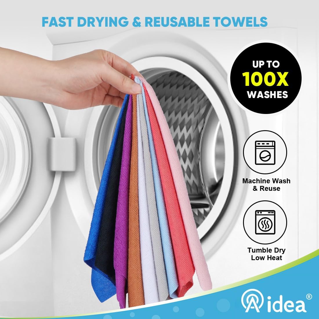 AIDEA Microfiber Cleaning Cloth Roll, 50PK Red, Reusable Paper Towels Tear Away Cloth, Microfiber Towels Washable Shop Rags, Lint Free Cleaning Rags for House, Kitchen, Window, 11.5"×11.5"