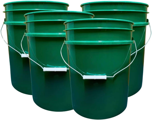 House Naturals 5 Gallon Premium HPDE Plastic Bucket - Made in USA Food Grade Storage Container, BPA Free All Purpose Pail (4, Dark Green)