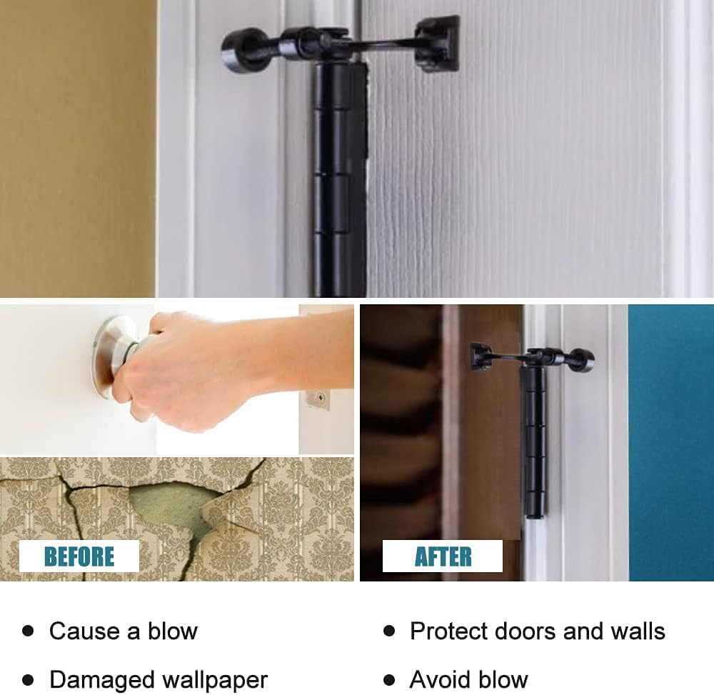 36Pack Hinge Pin Black Door Stopper, Adjustable Heavy Duty Hinge Pin Door Stop with Black Rubber Bumper Tips