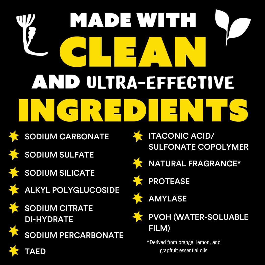 Molly's Suds Dishwasher Pods | Clean Dishwasher Detergent, Cuts Grease & Rinses Clean (Residue-Free) for Sparkling Dishes | 60 Auto-Release Tabs (Citrus)