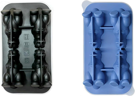 7.48inch Newly Upgraded 4-grid 3D Dinosaur Ice Tray and Covered Silicone Ice Tray, Suitable for Bars, Outdoor and Home Use (1, 2 colors randomly)