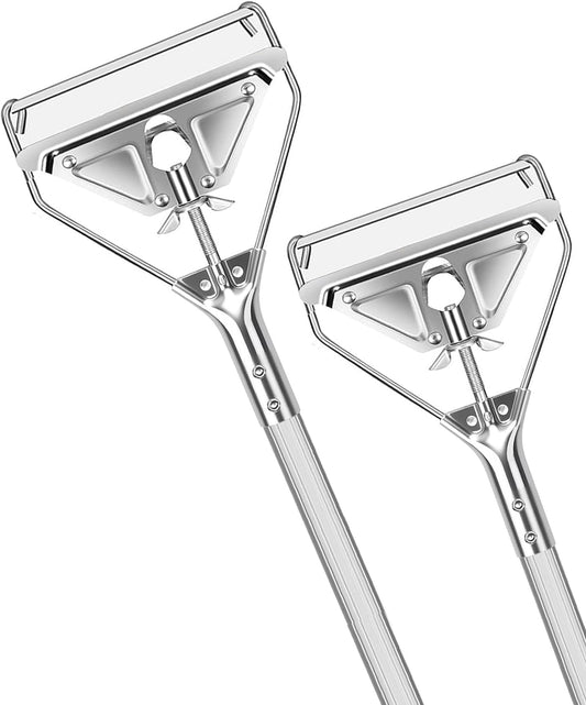 Commercial Mop Handle Heavy Duty,Industrial Metal Mop Stick Replacement for Home, Garage, Office, Workshop,Warehouse Floor Cleaning,2Pack