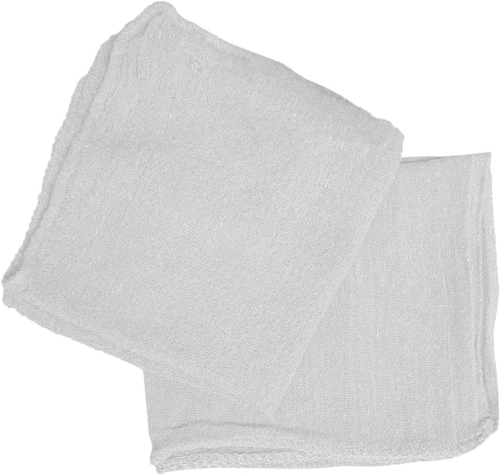 Shop Towels (White, 200-Pack) - Bulk Cleaning Towel in a Bag, Mechanic Cotton Wipes for Car Maintenance, Auto Mechanics & Garage, Wipe Grease & Oil, Machine Wash & Reusable
