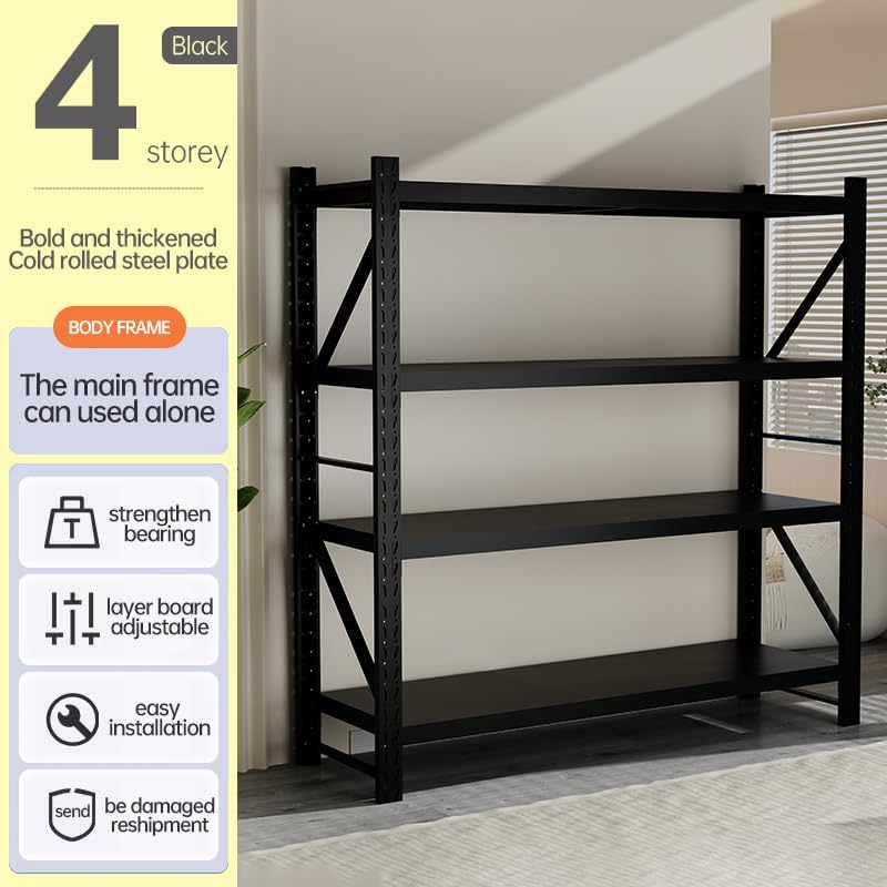 5000lbs Load Capacity,Heavy Duty 4-Tier Steel Shelving Unit, Adjustable Industrial Storage Rack for Garage Warehouse (Black, W78.74*D23.62*H78.74)