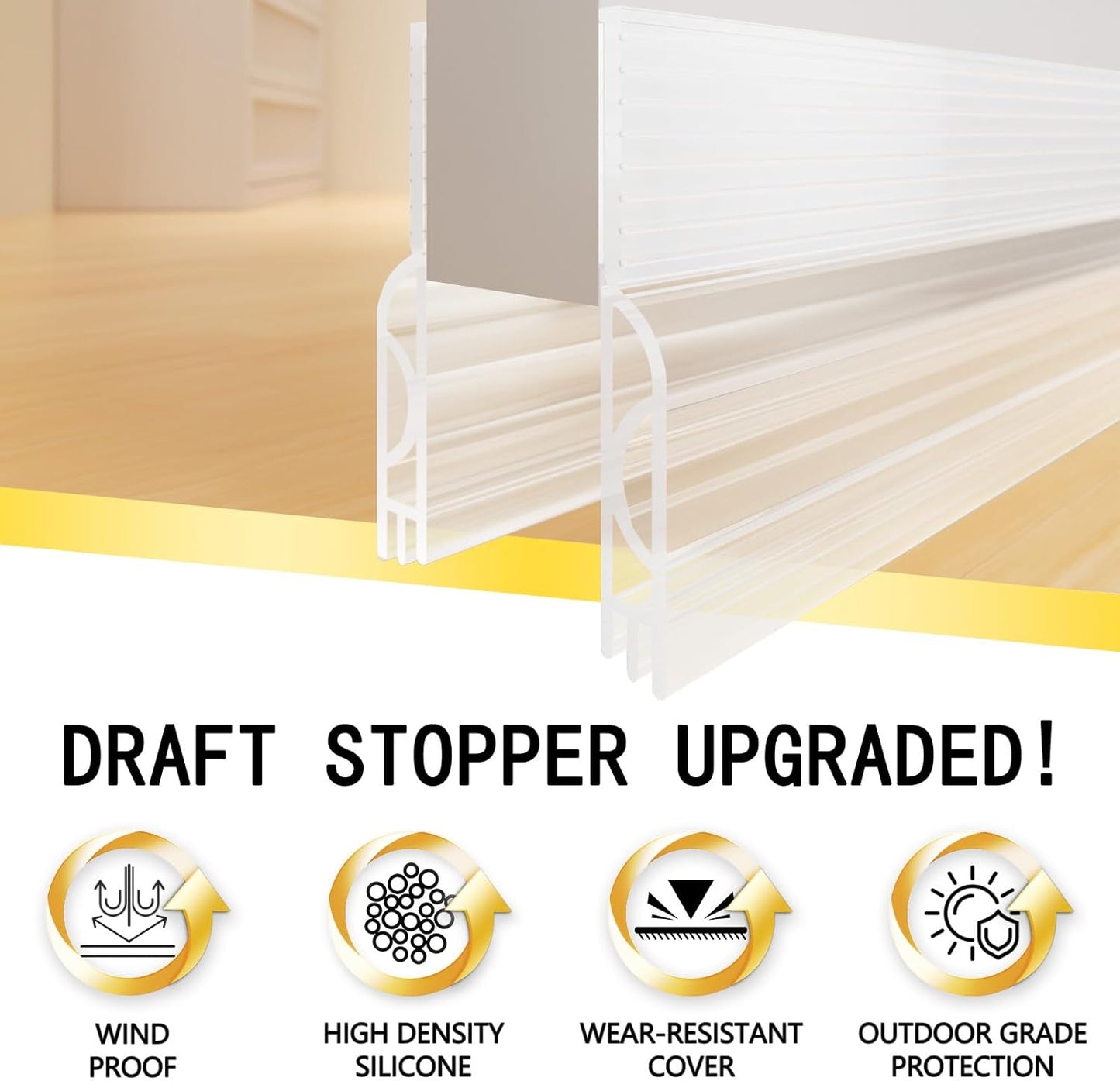 Door Draft Stopper,Door Sweep for Bottom of Door,Weather Stripping Door Seal Draft Guard Blocker Noise Cold Air Insulation Soundproofing for Exterior Interior Home Improvement(Transparent, 39")