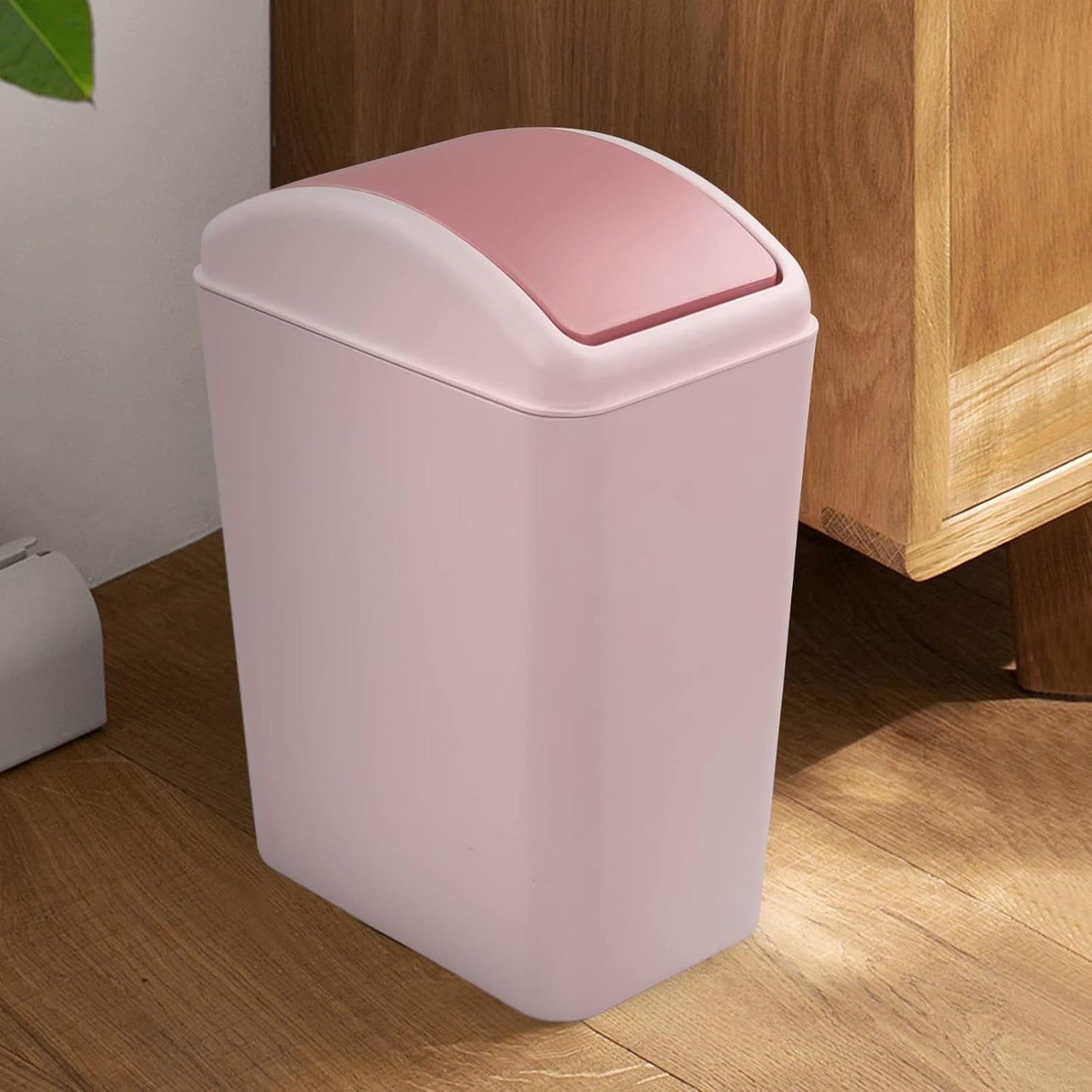 4.5 Gallon Pink Plastic Waste Can, Kitchen Garbage Can with Swing Lid, 1 Pack