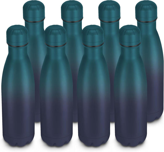 17oz Cola-Bottle Shaped Stainless Steel Leak-proof Water Bottle,Double Wall Vacuum Insulated Metal,Travel Mug For Sports Indoors & Outdoors,BPA-Free Kids Flasks,Dark Night(8 Pack)