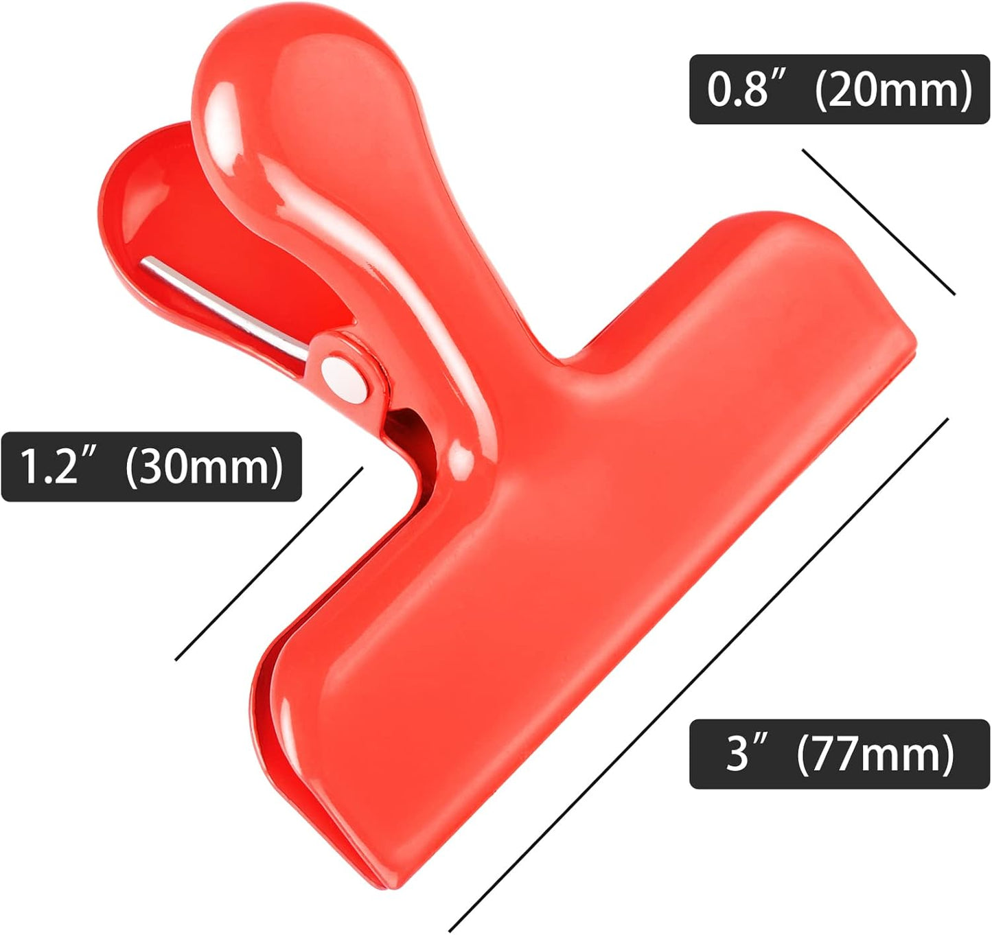 Bag Clips Heavy Duty Stainless Steel Chip Clips, Food Bags Clamp Great for Kitchen Office to Seal Coffee Bags, Paper Sheets - Pack of 8（Red）