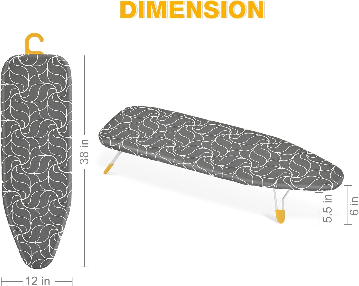 APEXCHASER Tabletop Ironing Board, Folding Legs Iron Board with Mesh Metal Base,Space Saving Portable Small Ironing Board with Non-Slip Feet,12x38 Grey