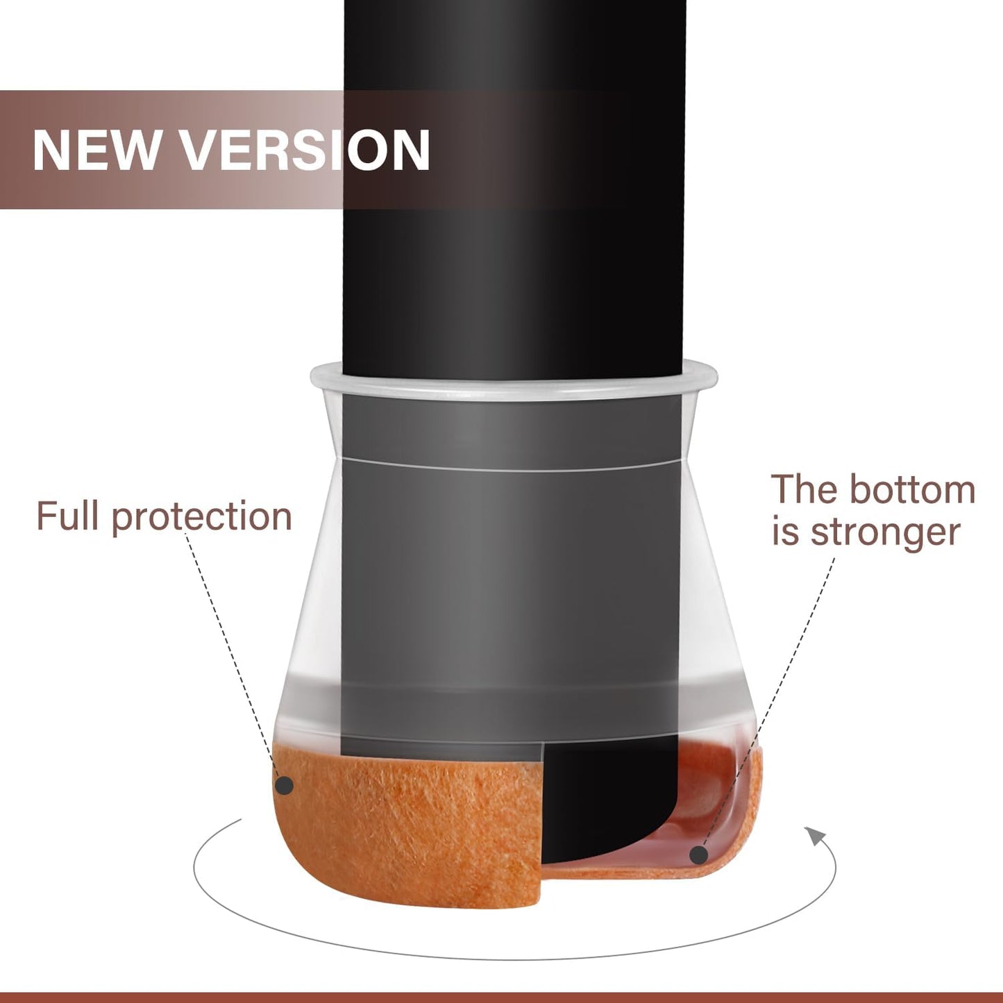 Chair Leg Floor Protectors Chair Leg Protectors for Hardwood Floors Felt Silicone Caps Strengthen Bottom Protection Anti-Scratch Reduce Noise 16 Pack Clear Round Small Fit 1/2" to 3/4" (14-19mm)