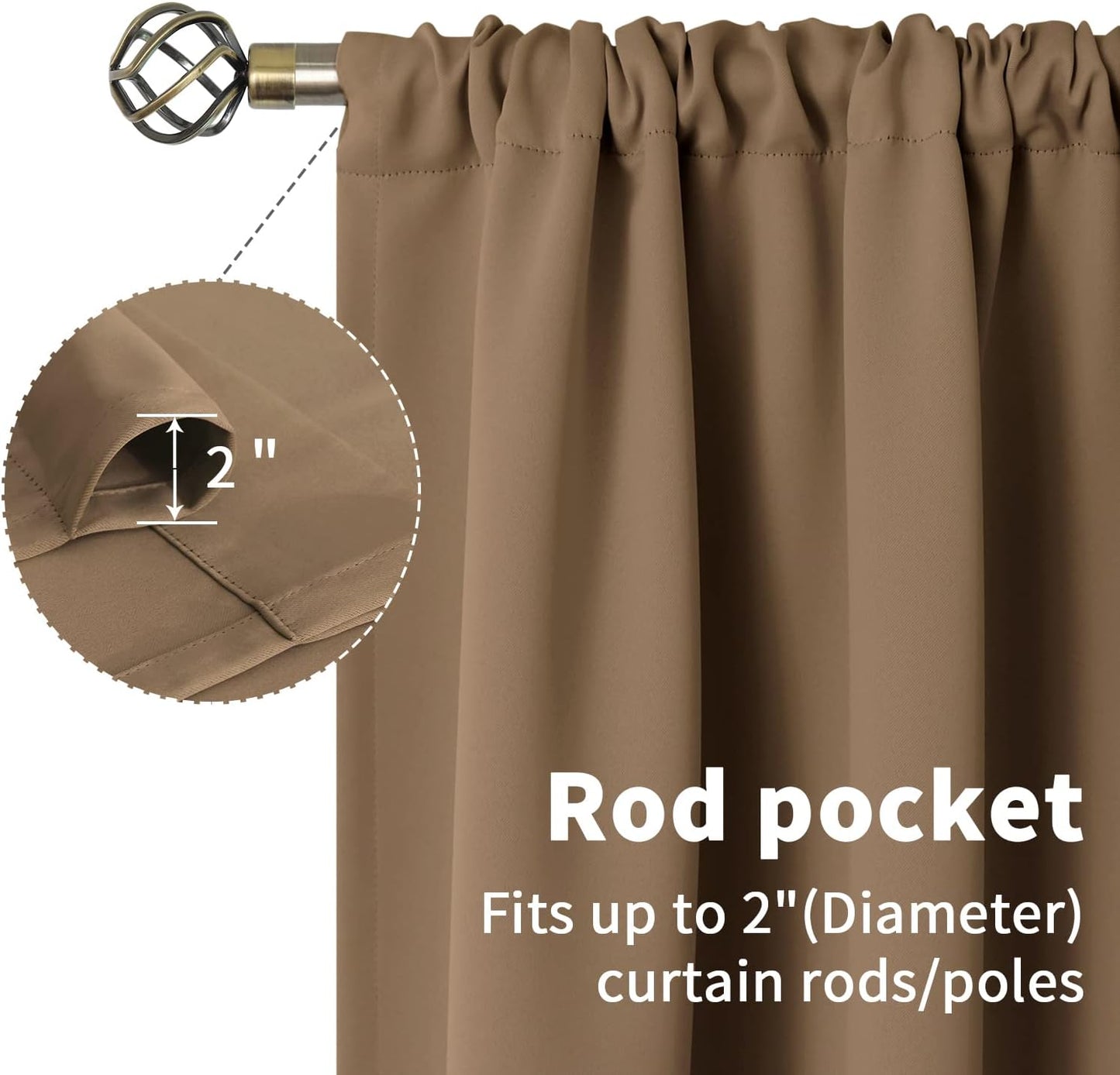 BGment Taupe Blackout Curtains 40 Inches Length - Short Thermal Insulated Drapes with Rod Pocket Room Darkening Privacy for Bedroom Kitchen Bathroom Window, 42 x 40 Inch, 2 Panels