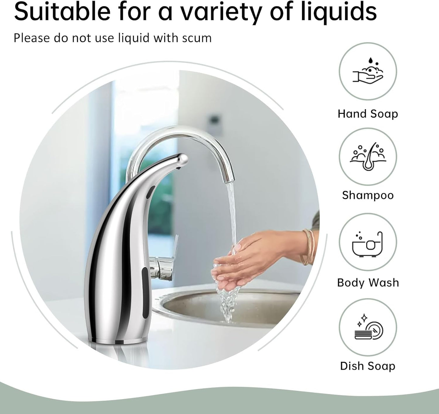 Automatic Liquid Soap Dispenser,300ML Touchless 4 Gear Adjustable,Countertop Electric Battery Operated Silver Hand Soap Dispenser with Sensor for Bathroom,Kitchen,Office