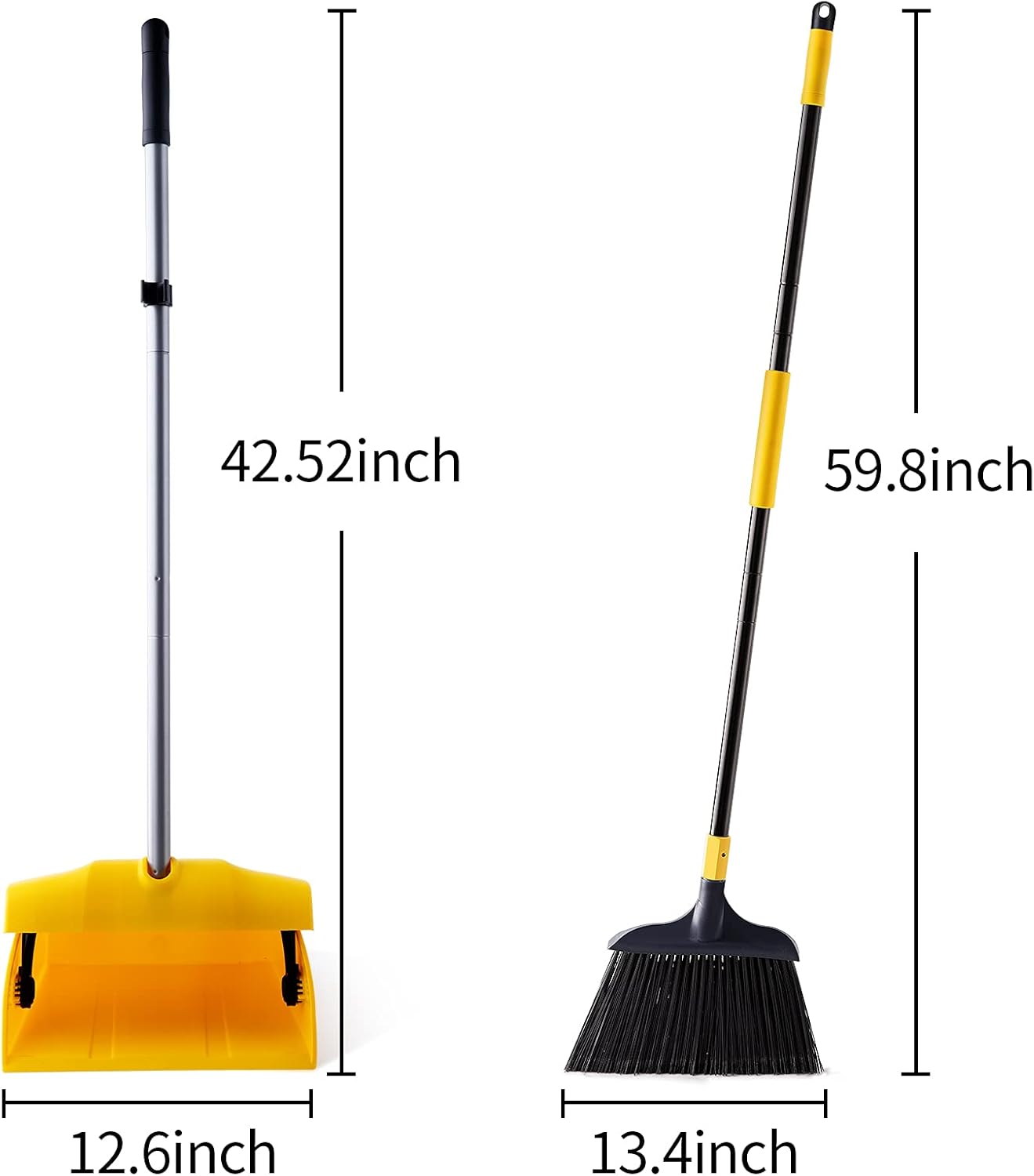 Yocada Commercial Broom and Dustpan Set with Windproof Cover Commercial Outdoor Indoor for Courtyard Garage Lobby Mall Market Floor Home Kitchen Room Office Pet Hair Rubbish