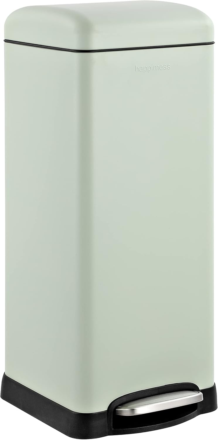 happimess HPM1007E Betty Retro 8-Gallon Step-Open Trash Can with Soft-Close Lid, Fingerprint Resistant, Modern, Minimalistic for Home, Kitchen, Laundry Room, Office, Bedroom, Bathroom, Mint Green
