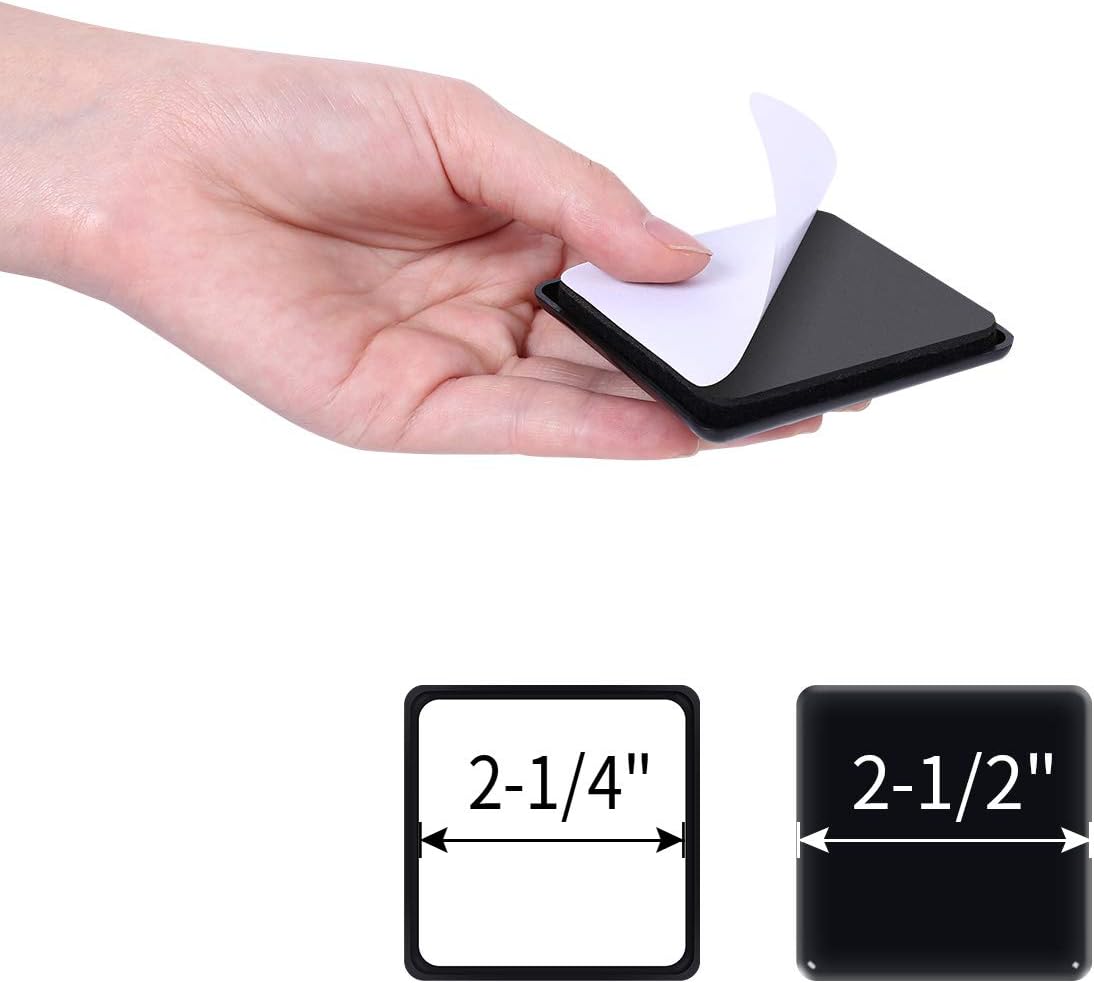 Ezprotekt 2.5 inch Square Self Adhesive Furniture Movers Sliders for Carpet, 16 Pcs Self Stick Furniture Moving Pads for Chair Table Desk Bed Sofa Couch (Black)