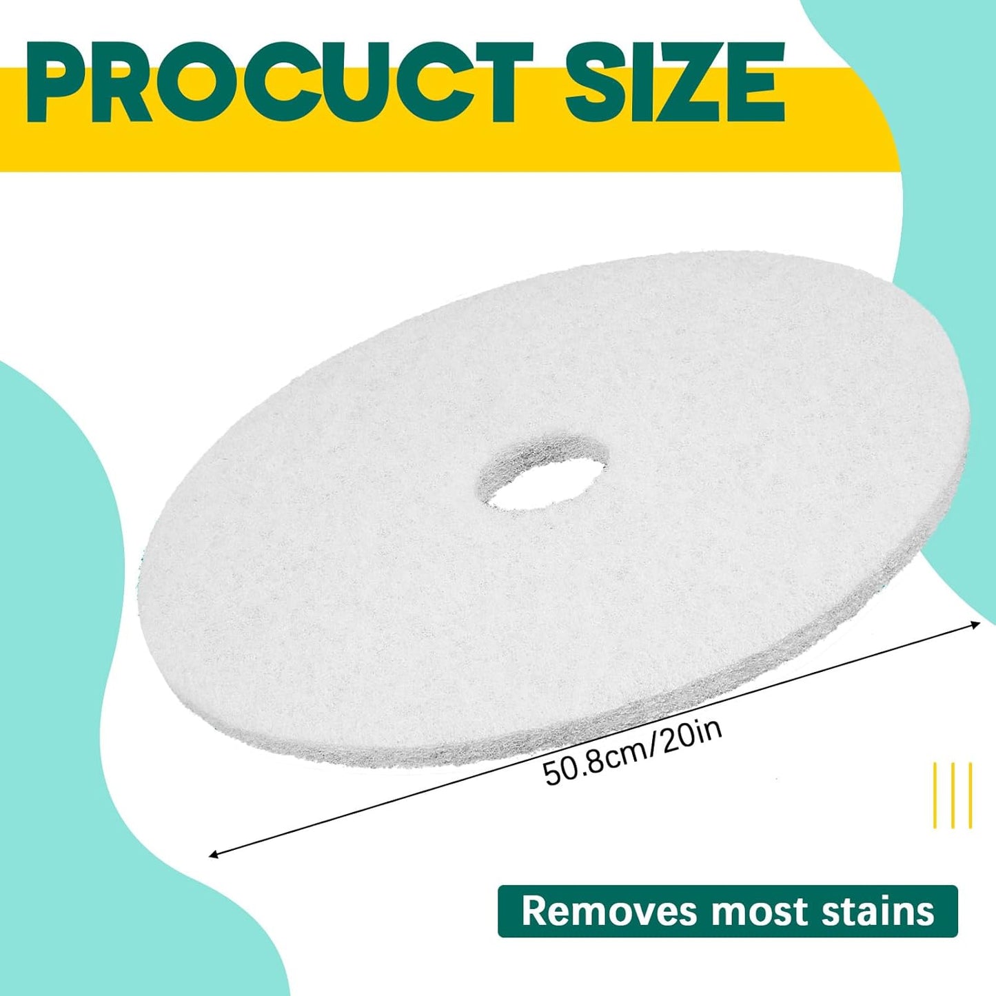 20" White Scrubbing Pads Commercial Cleaning Orbiter Pads-Maintenance Non Woven for Floor Buffer Machine 2 Pcs