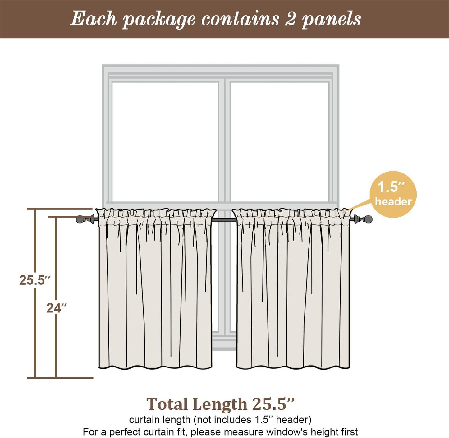 Chyhomenyc Sheer Orange Tier Curtains 24 Inch Length, Small Window Curtains Treatment for Bathroom Living Room Basement, Short Rod Pocket Cafe Curtain, 42W x 24L Inches, 2 Panels