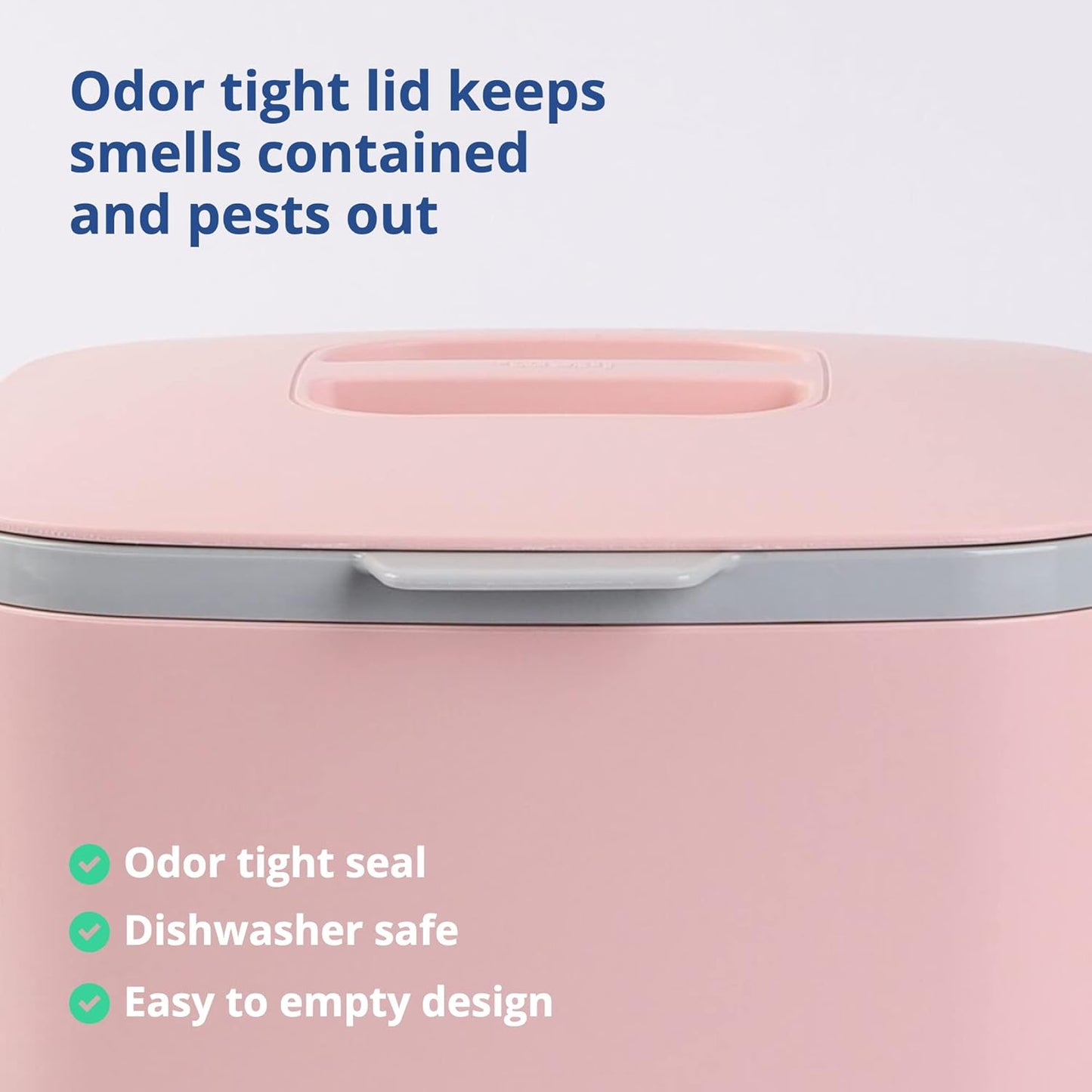 BLUE GINKGO Kitchen Compost Bin [5L / 1.32 GAL] – Filter-Free, Odor-Tight Countertop Food Waste Pail with Handles (Made in Korea, Pink)