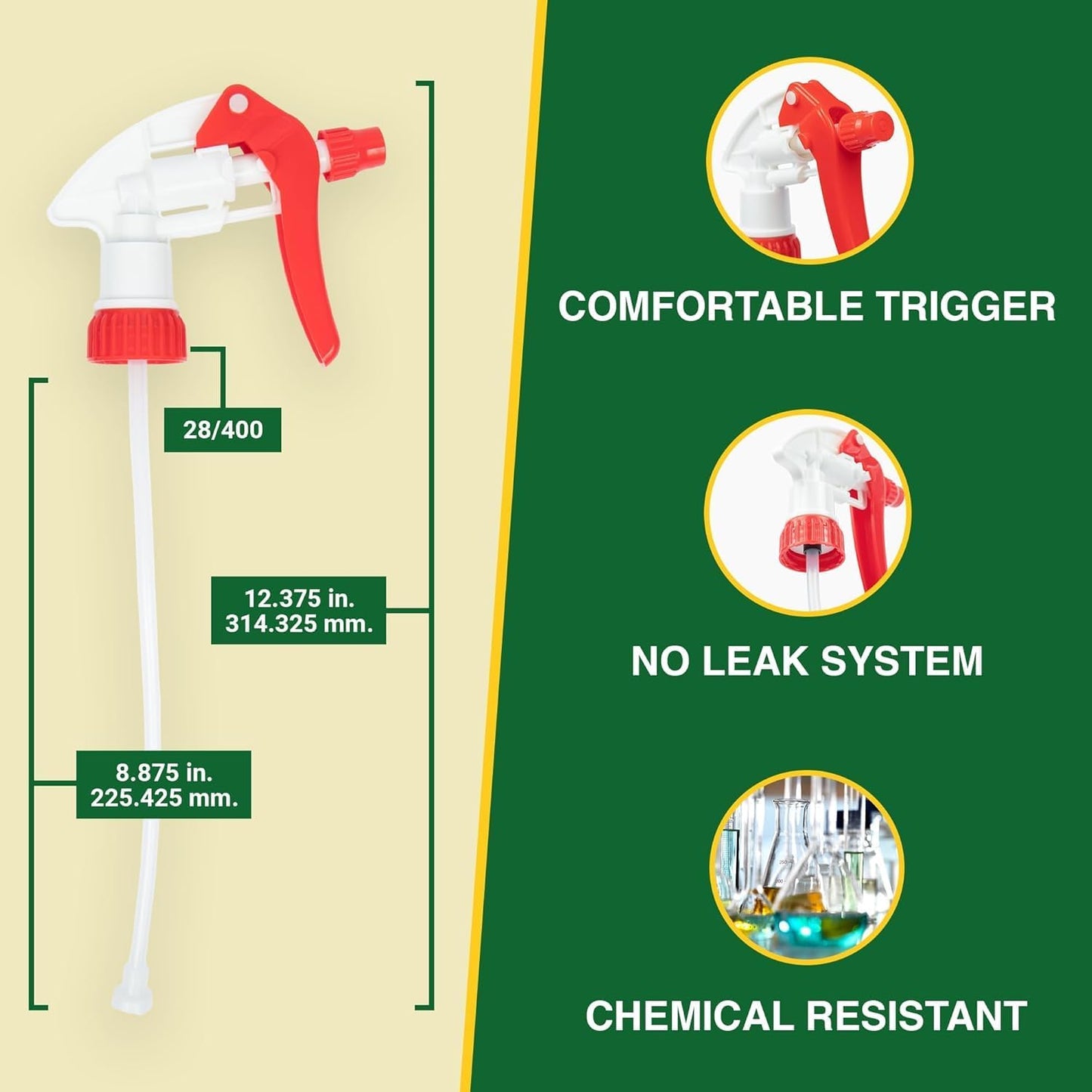 Heavy Duty 32oz Plastic Spray Bottles for Cleaning - Large Empty Industrial Bottles for Gardening Solutions, Vinegar, Chemicals, Professional Cleaners - Adjustable Sprayer Nozzle - 4 Pack