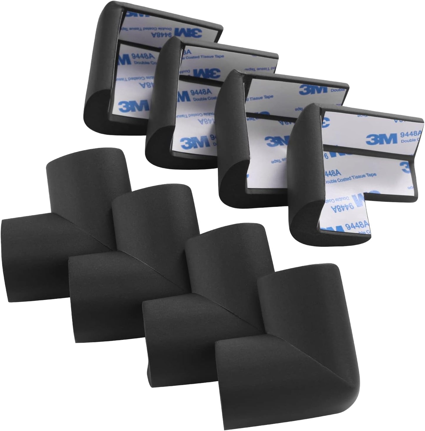 8 Pack Soft Sponge Table Corners, Corner Protector Baby, Baby Proofing Corner Guards, Pre-Taped Furniture Corner Protectors, Child Safety Furniture Bumper, Corner Protectors for furniturey, Black