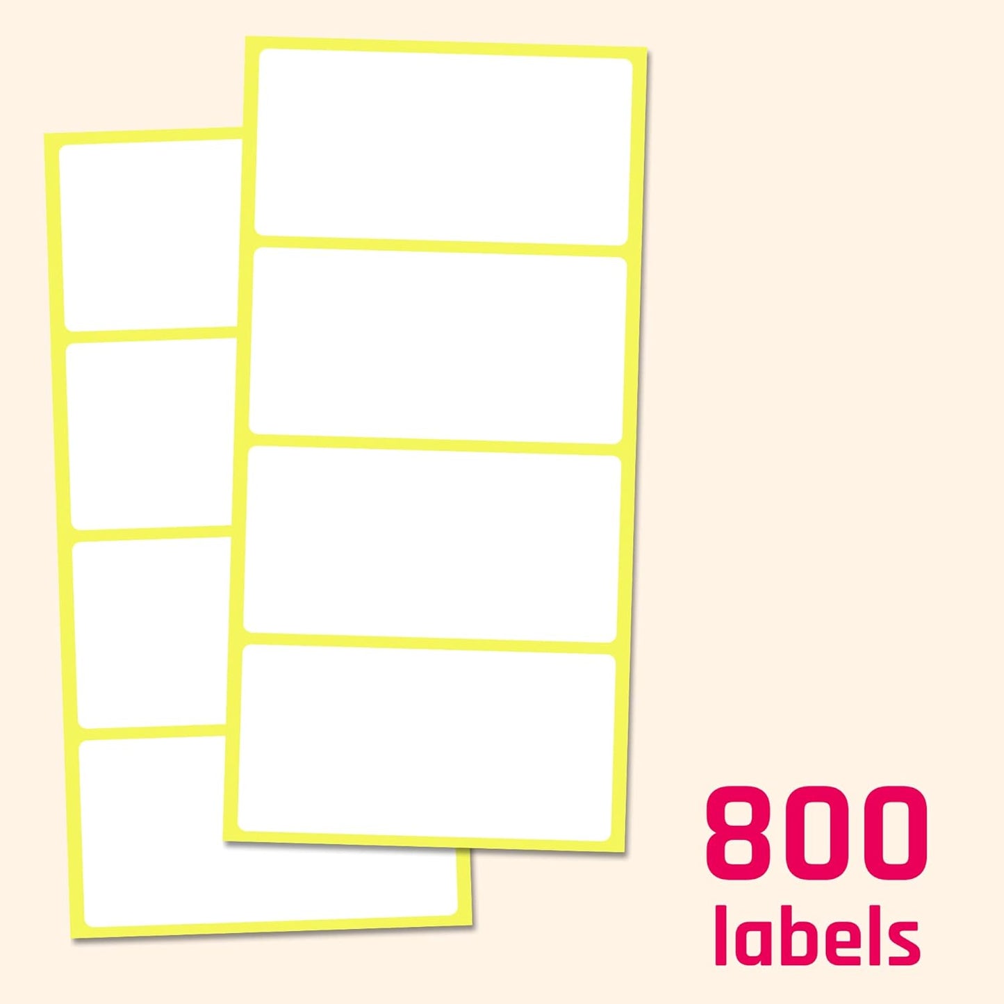 4" x 2", Labels Stickers for Storage Bins - Matte White (800 Pack)