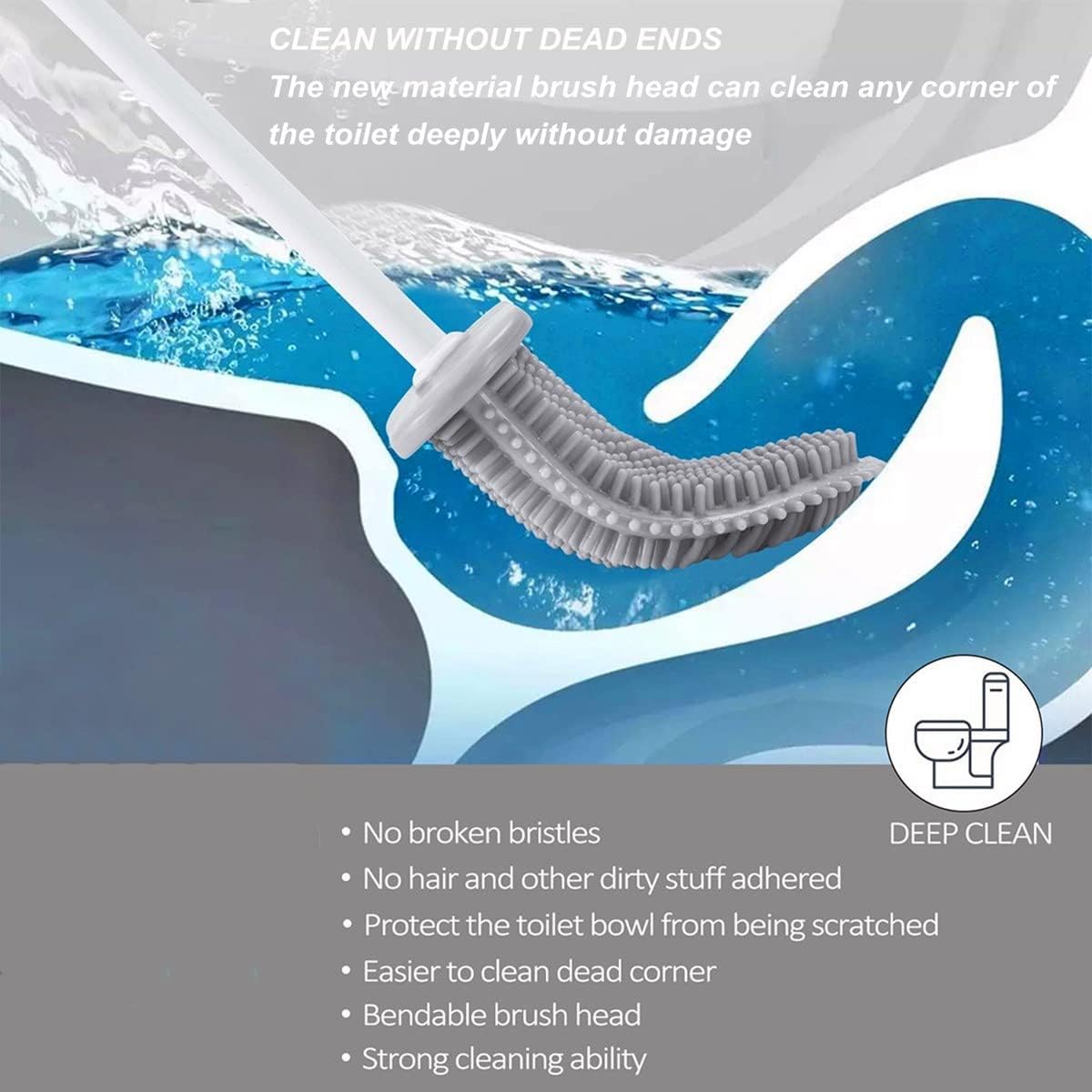 Toilet Brush with Holder Silicone Toilet Brush and Cleaning Brush for Household Bathroom Toliet Brush Set (Black,Black)