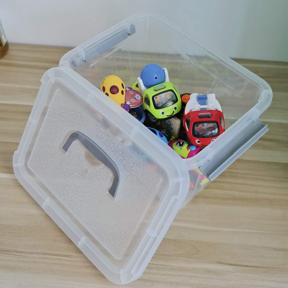 6-Pack Plastic Storage Box, 6 L Clear Storage Bins with Lid