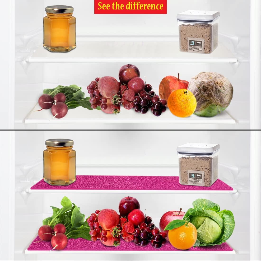 Dualplex® Fruit & Veggie Life Extender Liner for Fridge Refrigerator Drawers, 12x15 Inches (4 Pack) – Extends The Life of Your Produce & Prevents Spoilage (Pink)
