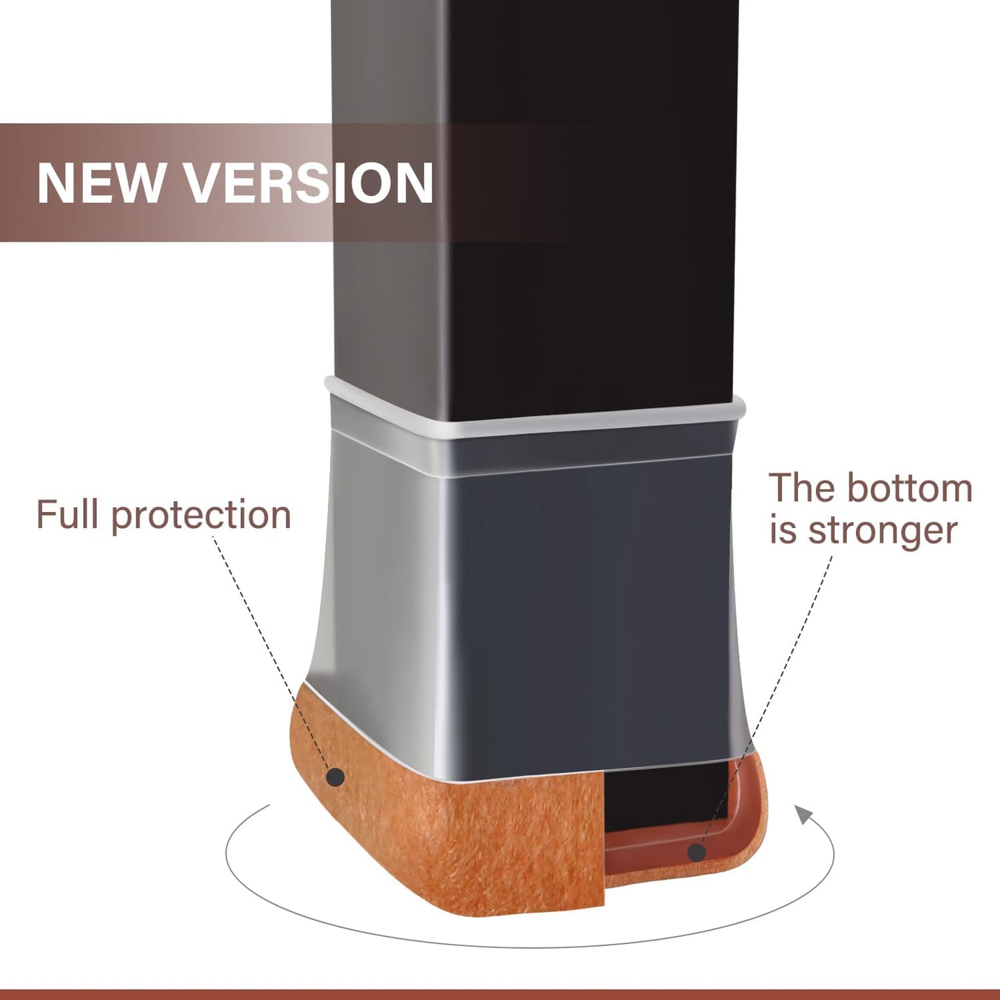 Chair Leg Floor Protectors Square Chair Leg Protectors for Hardwood Floors Silicone Caps Felt Strengthen Bottom Protection Anti-Scratch Reduce Noise 32 Pack Clear Square M Fit:13/16" to 1" (20-26mm)