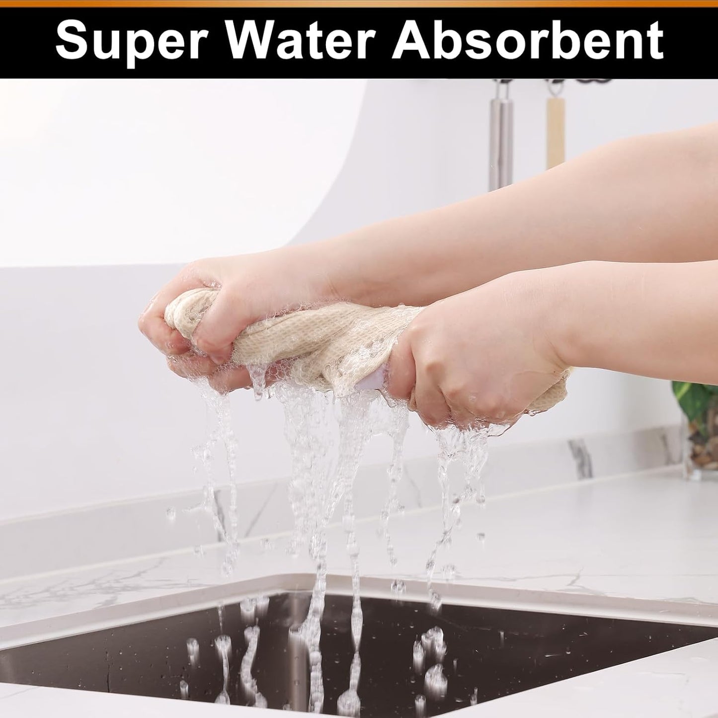 Homaxy 100% Cotton Waffle Weave Kitchen Towels - 8 Pack Soft and Absorbent Dish Towels - 16 x 26 Inches Quick Dry Hand Towels - Beige