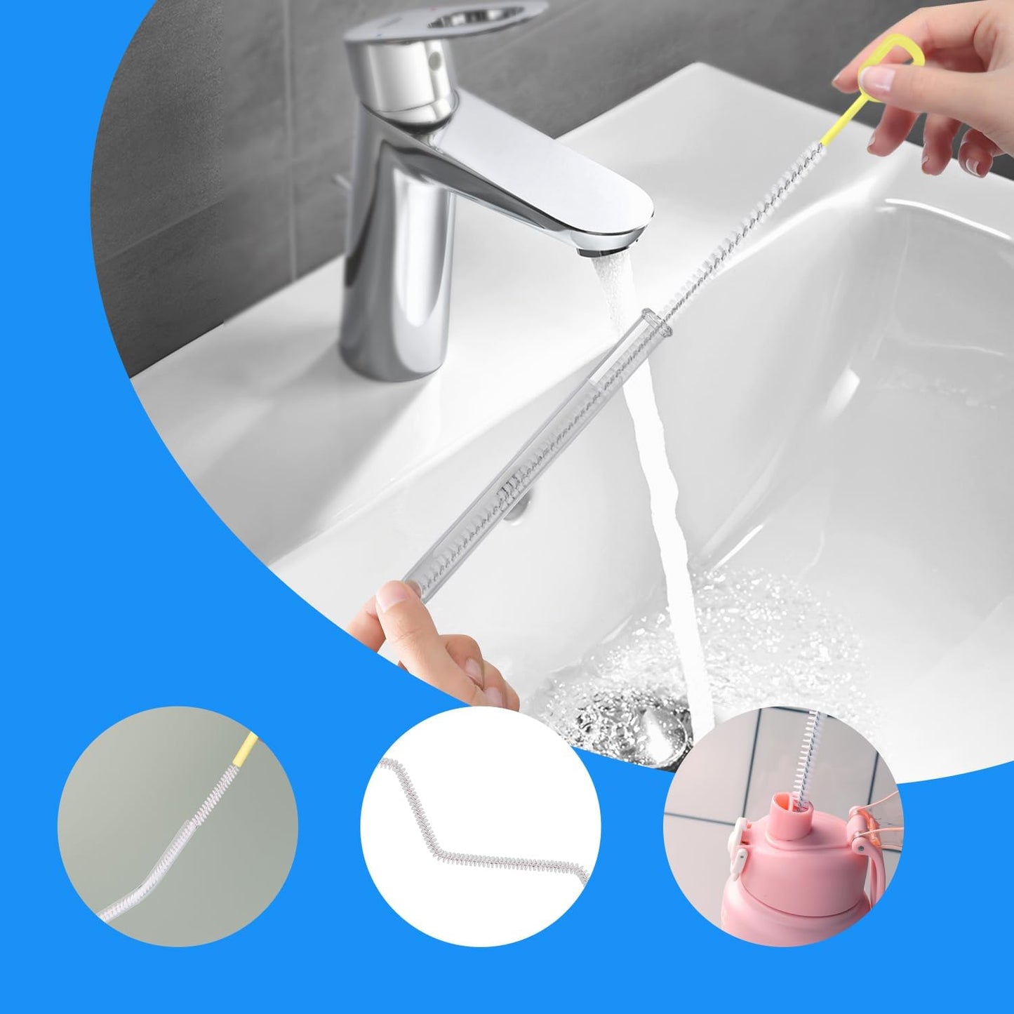 8-Piece Straw Cleaner Brush Set for Cleaning Straws - (4-Size) Extra Long Nylon Pipe Cleaners, Reusable Straw Cleaning Brush for Stanley Tumbler, Sippy Cup, Baby Bottle and Tubes (Type B)