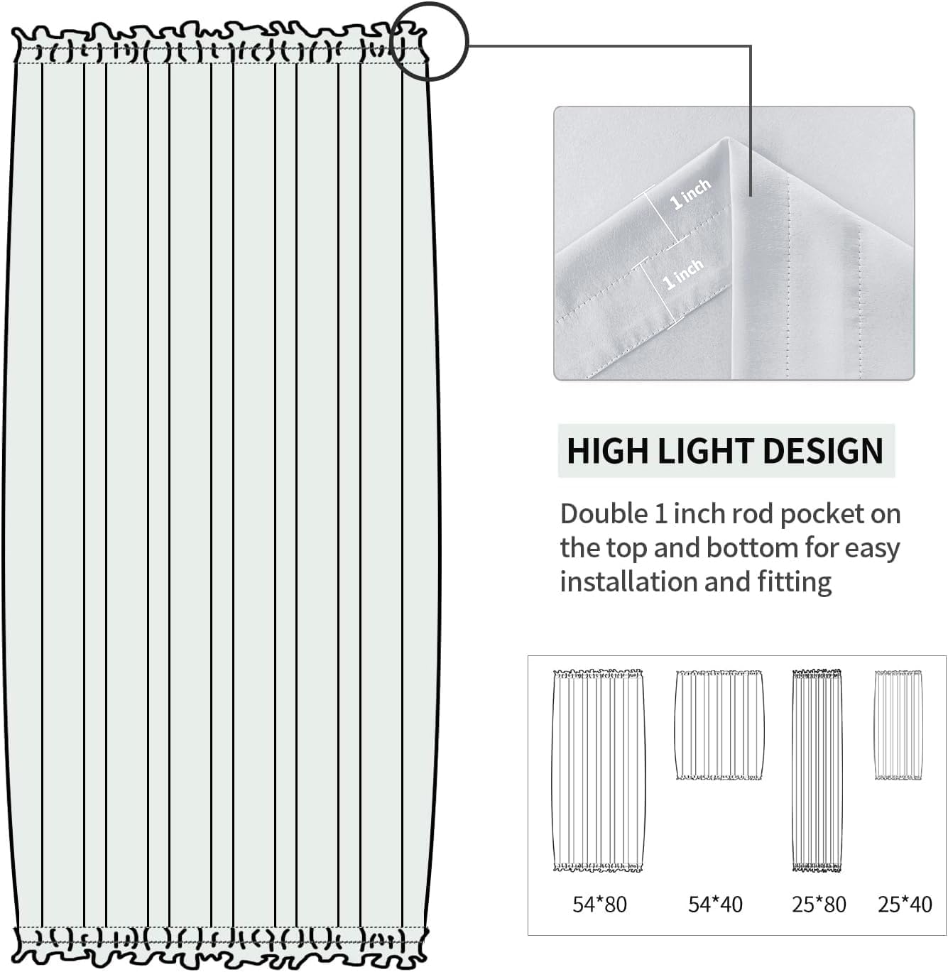 DWCN French Door Curtains – Rod Pocket Thermal Curtain for Doors with Glass Window, Kitchen and Patio Doors for Privacy, 25 X 80 Inches Long, 1 Curtain Panel with Tieback, Greyish White