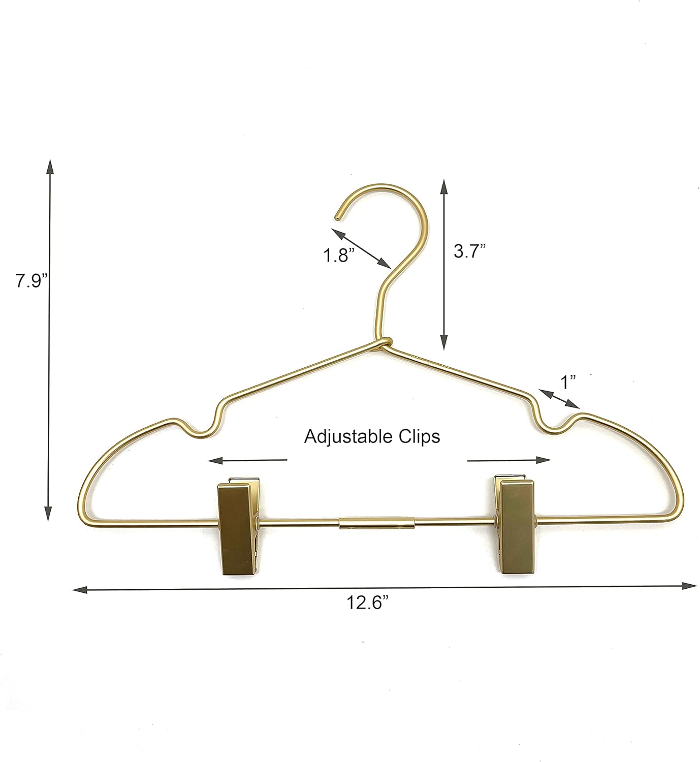 12.5" Gold Metal Baby Clothes Clips Hanger Children Kids Coat Hanger Display and Storage 10Pack