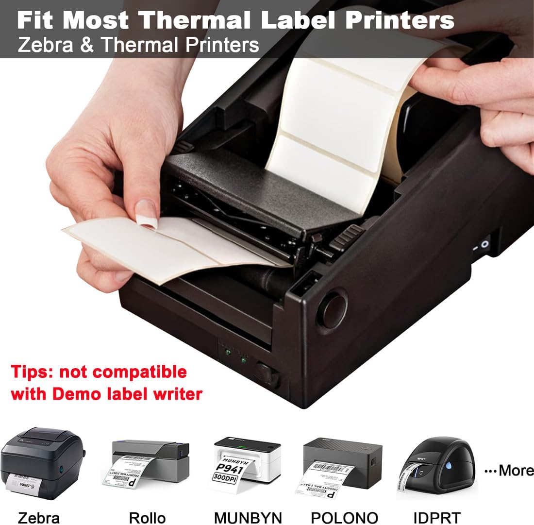 2.25 x 1.25 Thermal Labels, Printable Blank Label Stickers 6000 Label Papers for Barcode Labels, FNSKU, Mailing, Shipping, Compatible with Rollo, Zebra and More Thermal Printer