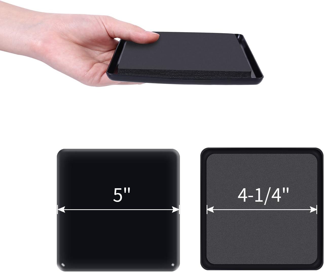 Ezprotekt 8 Pack Reusable Large Furniture Movers Sliders for Carpet, 5" Square Furniture Moving Pads, Carpet Sliders for Heavy Duty Sofa Bed Couch Fridge, Move Items Easily and Quickly (Black)