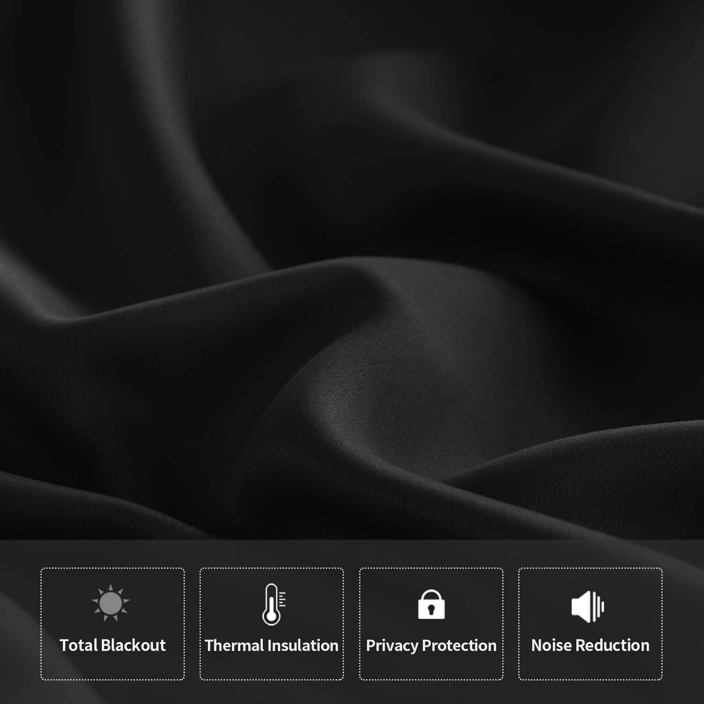 DWCN French Door Curtain - Rod Pocket Thermal Blackout Panel for Glass Window, Kitchen and Patio - Privacy, 54 X 80 Inches Long, 1 Panel With Tieback, Black