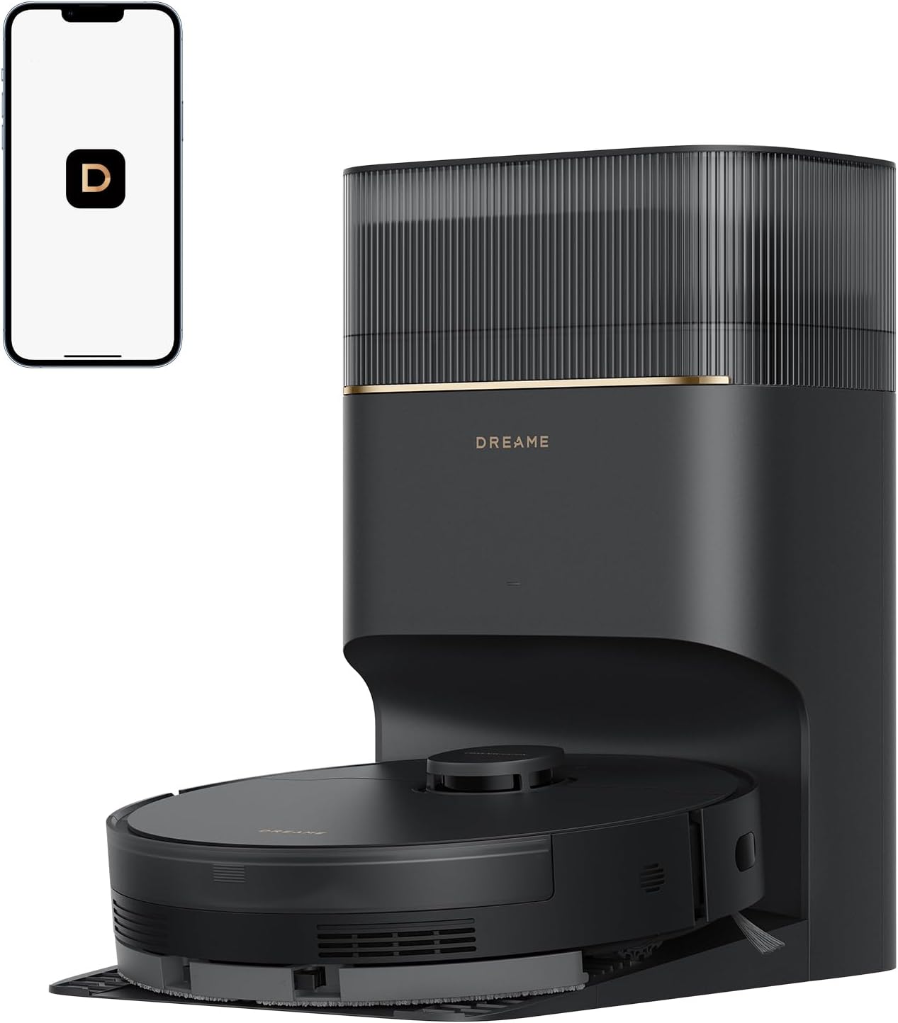 DREAME D20 Pro Plus Robot Vacuum, 13,000Pa Suction, DuoBrush for Pet Hair, Corner Cleaning, Self Emptying, LDS Navigation Laser Avoidance, Vacuum Mop, Hard Floors&Carpets (Black)