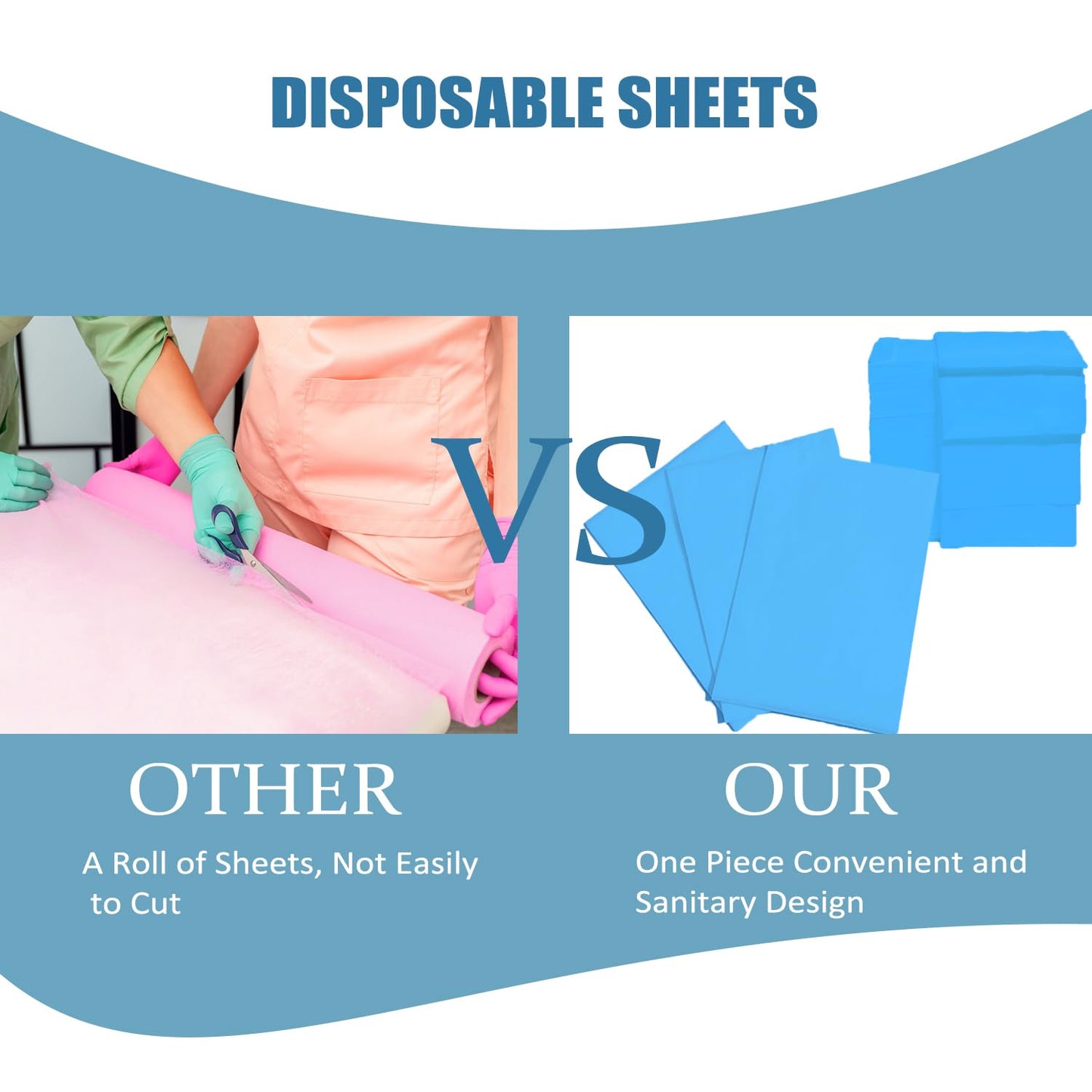 100Pcs Disposable Massage Table Sheets 31" x 71" Non-Woven Fabric Disposable Bed Sheets SPA Bed Cover Breathable Oil-Waterproof Sheets for Travel Spa Tatto Hotel Salon (Blue)