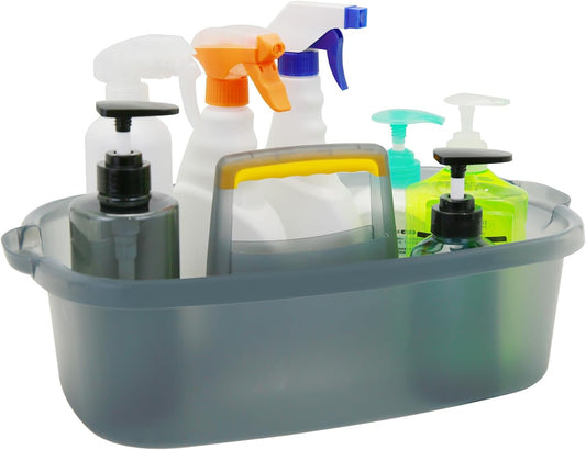 Multi-Purpose Cleaning Caddy with Handle, Shower Caddy Organizer/Storage Basket/Totes Portable for Bathroom Supplies, Cleaning Products, Under Sink Tool (Translucent Gray, 1 Pack)