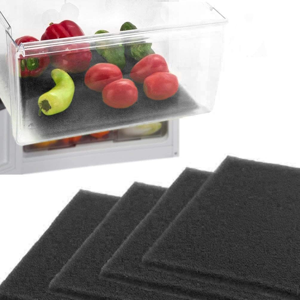 Dualplex® Fruit & Veggie Life Extender Liner for Fridge Refrigerator Drawers, 12x15 Inches (4 Pack) – Extends The Life of Your Produce & Prevents Spoilage (Black)