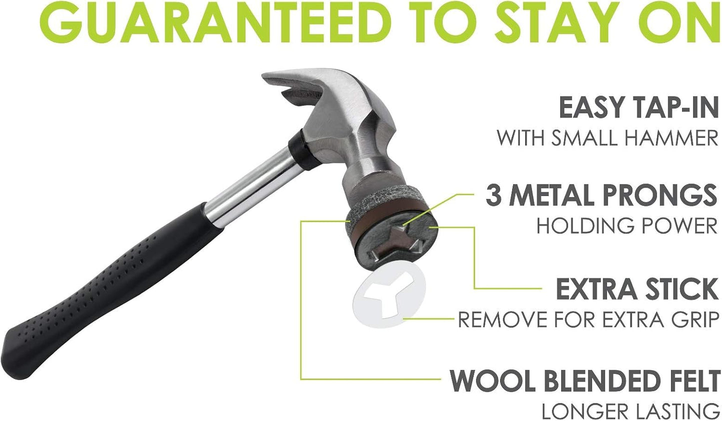 GorillaFelt CB240 Chair Leg Floor Protectors/Felt Glides (Set of 8) Tap On Felt Furniture Pads Guaranteed to Stay On, 3/4 Inch Round Sliders