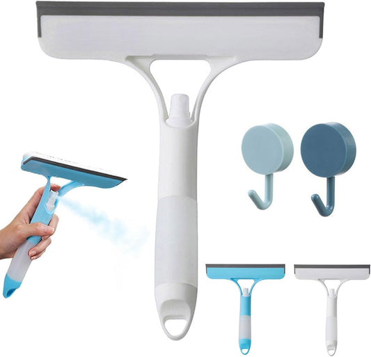 3 in 1 Window Cleaning Scraper, 3 in 1 Window Cleaner Squeegee, Scraper for Cleaning Windows, All-Purpose Window Squeegee with Sprayer for Glass, Wall, Kitchen, Car (White)