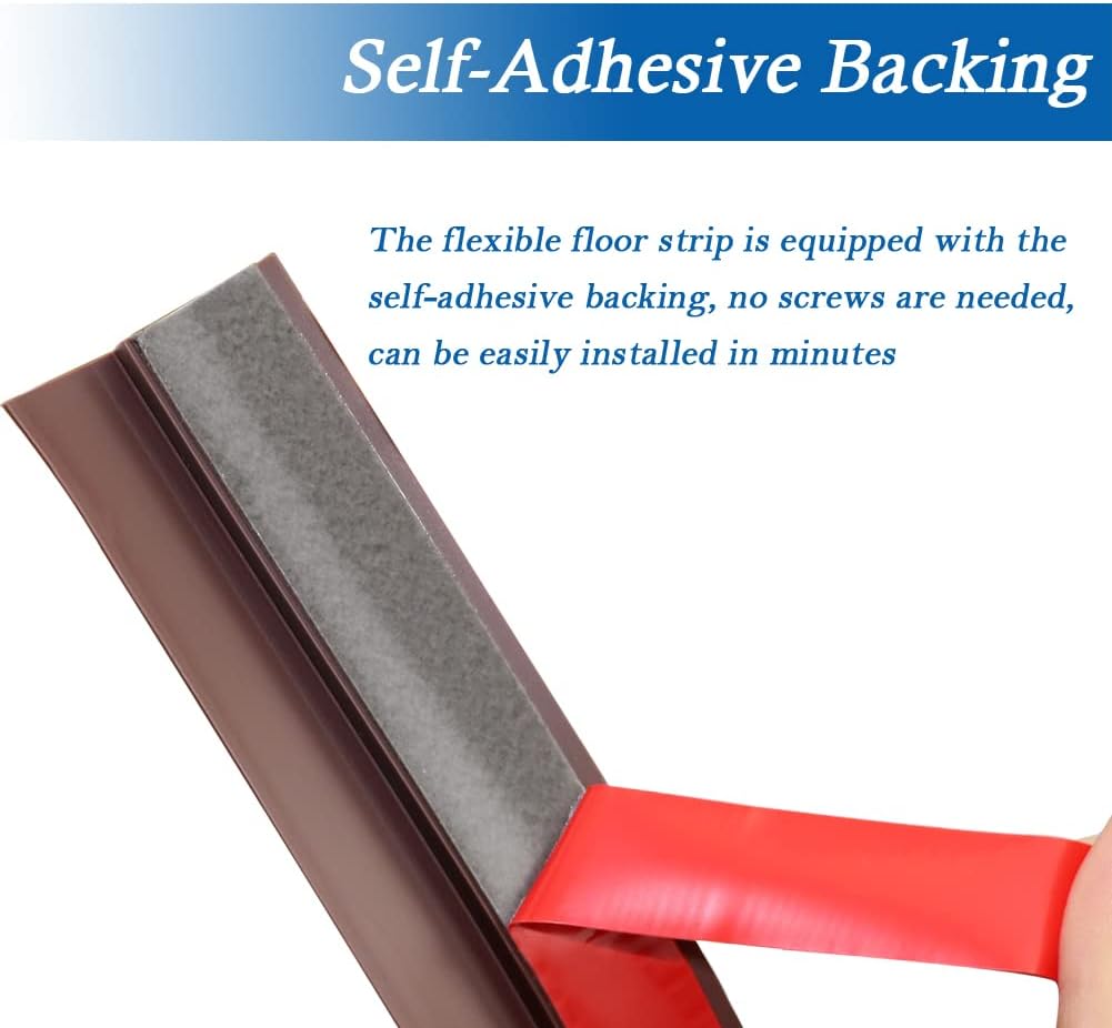 Floor Transition Strip Self Adhesive Carpet & Flooring Transitions Edging Trim Strip PVC Threshold Transitions Suitable for Threshold Height Less Than 5mm (20Ft, Wood Grain Coffee)